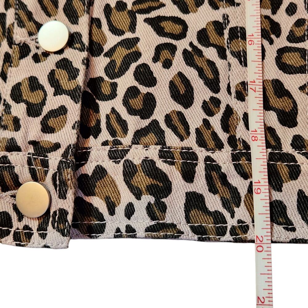 Le Lis leopard print denim jacket button front size S - Picture 7 of 7